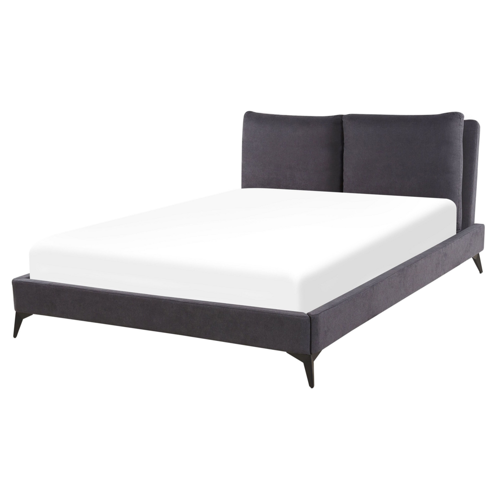 Letto imbottito moderno in ciniglia di colore grigio scuro 160 x 200 cm moderno elegante
