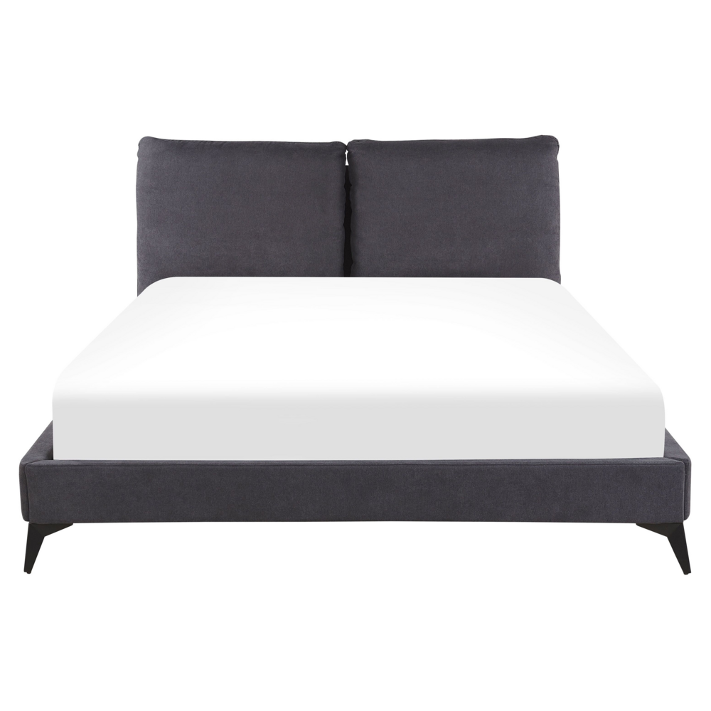 Letto imbottito moderno in ciniglia di colore grigio scuro 160 x 200 cm moderno elegante