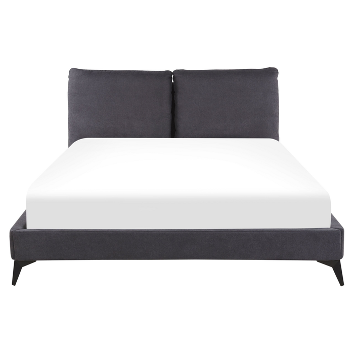 Letto imbottito moderno in ciniglia di colore grigio scuro 160 x 200 cm moderno elegante