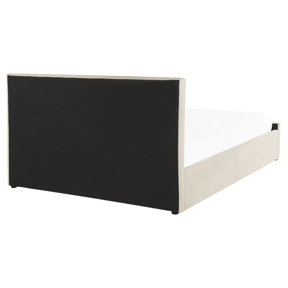 Letto Moderno Una Piazza e Mezzo con Contenitore Velluto Beige160 x 200 cm