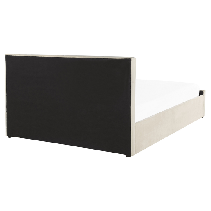 Letto Moderno Una Piazza e Mezzo con Contenitore Velluto Beige160 x 200 cm