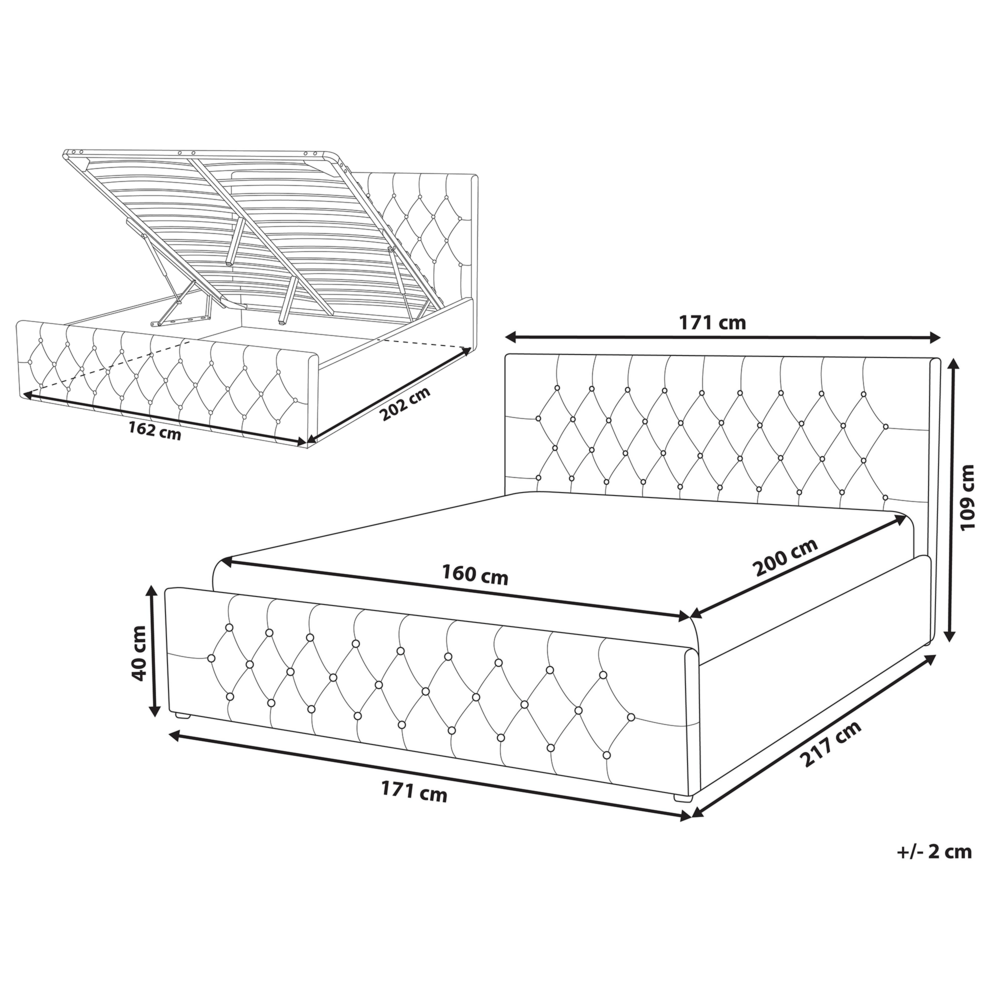 Letto Moderno Una Piazza e Mezzo con Contenitore Velluto Beige160 x 200 cm