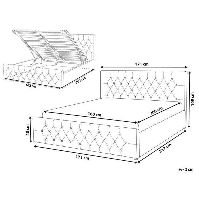 Letto Moderno Una Piazza e Mezzo con Contenitore Velluto Beige160 x 200 cm