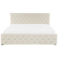 Letto Matrimoniale Moderno con Contenitore in Velluto Beige 180 x 200 cm