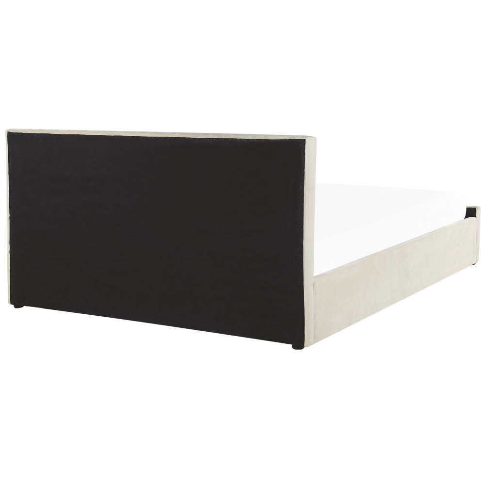 Letto Matrimoniale Moderno con Contenitore in Velluto Beige 180 x 200 cm
