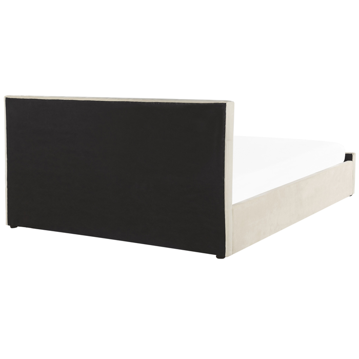 Letto Matrimoniale Moderno con Contenitore in Velluto Beige 180 x 200 cm