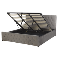 Letto Matrimoniale Moderno con Contenitore in Velluto Grigio 180 x 200 cm