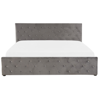 Letto Matrimoniale Moderno con Contenitore in Velluto Grigio 180 x 200 cm