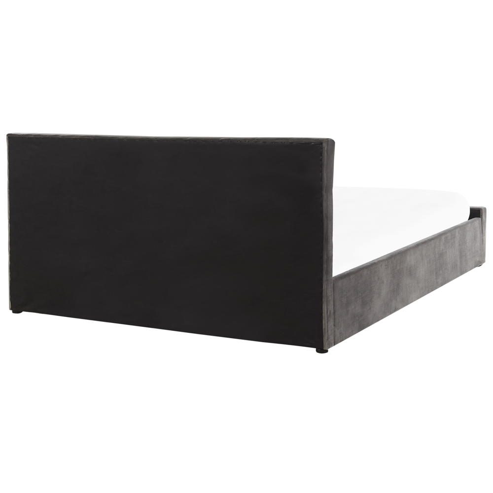 Letto Matrimoniale Moderno con Contenitore in Velluto Grigio 180 x 200 cm