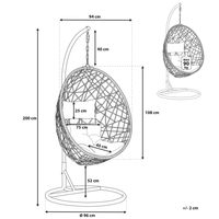 Sedia sospesa poltrona pensile in rattan sintetico con supporto Nero altalena a forma di uovo in vimini rustico Boho