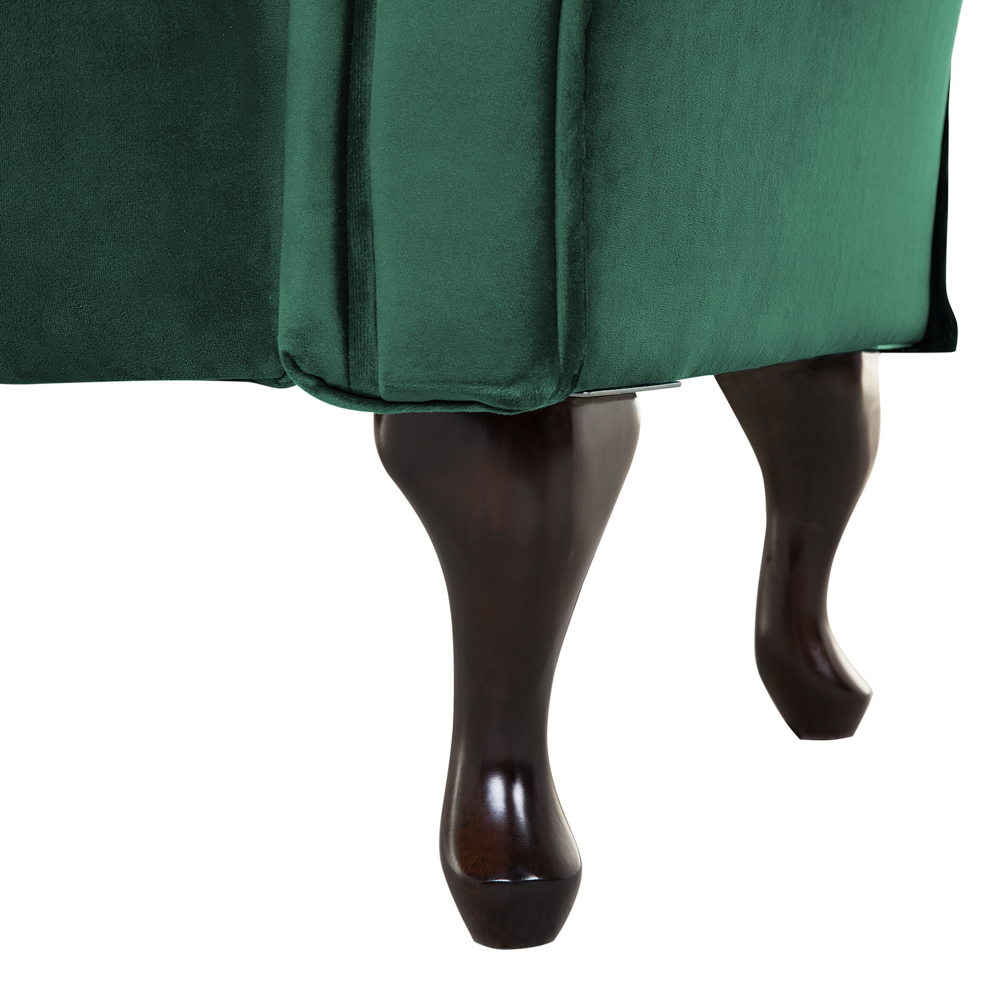 Chaise longue in Velluto Verde Scuro Bottone capitonné Tappezzeria versione sinistra con Cuscino