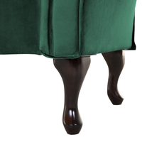 Chaise longue in Velluto Verde Scuro Bottone capitonné Tappezzeria versione sinistra con Cuscino