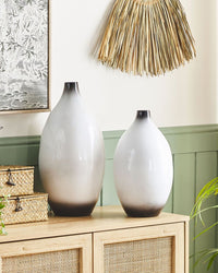 Vaso Decorativo Bianco e Nero 46 cm Terracotta Elegante Moderno