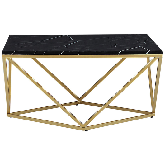 Tavolino da caffè Nero da tavolo base in metallo dorato in legno lavorato con finitura in marmo dal design affascinante