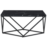 Tavolino da caffè beige piano effetto marmo base in metallo oro 80 x 80 cm