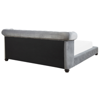 Letto 180 x 200 cm in velluto grigio con  rete a doghe Chesterfield testiera classica