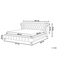 Letto 180 x 200 cm in velluto grigio con  rete a doghe Chesterfield testiera classica