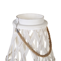 Lanterna bianca in legno di bambù e vetro 56 cm per interni ed esterni scandinavi