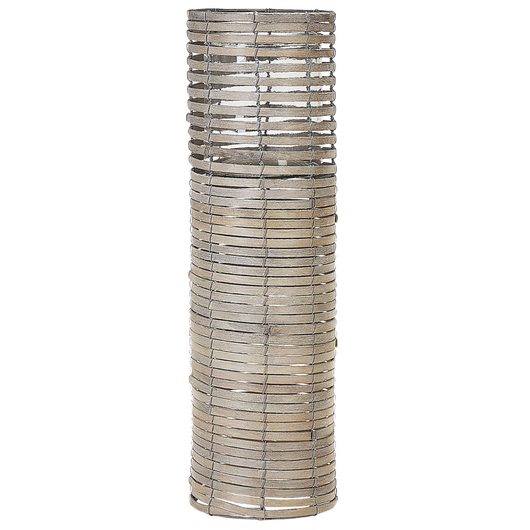 Set di 3 portacandele in legno di pioppo chiaro portacandele in vetro varie misure design boho quadrato alto