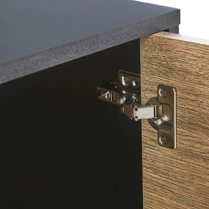 Mobile TV Gambe in metallo in truciolare di legno Nero e chiaro per TV fino a 70'' con funzione di archiviazione nel cassetto