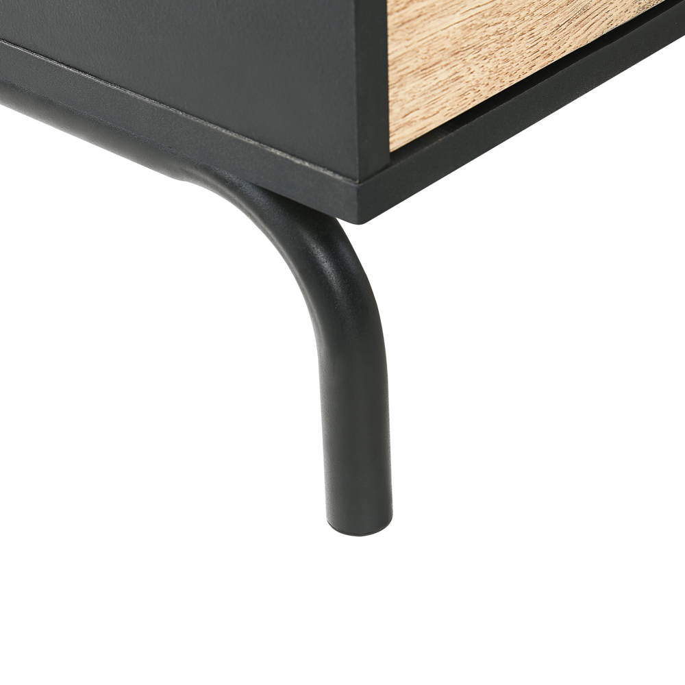 Mobile TV Gambe in metallo in truciolare di legno Nero e chiaro per TV fino a 70'' con funzione di archiviazione nel cassetto