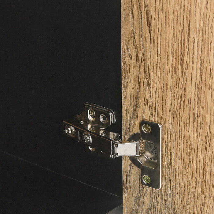 Mobile TV Gambe in metallo in truciolare di legno Nero e chiaro per TV fino a 65'' con funzione di archiviazione su ripiani