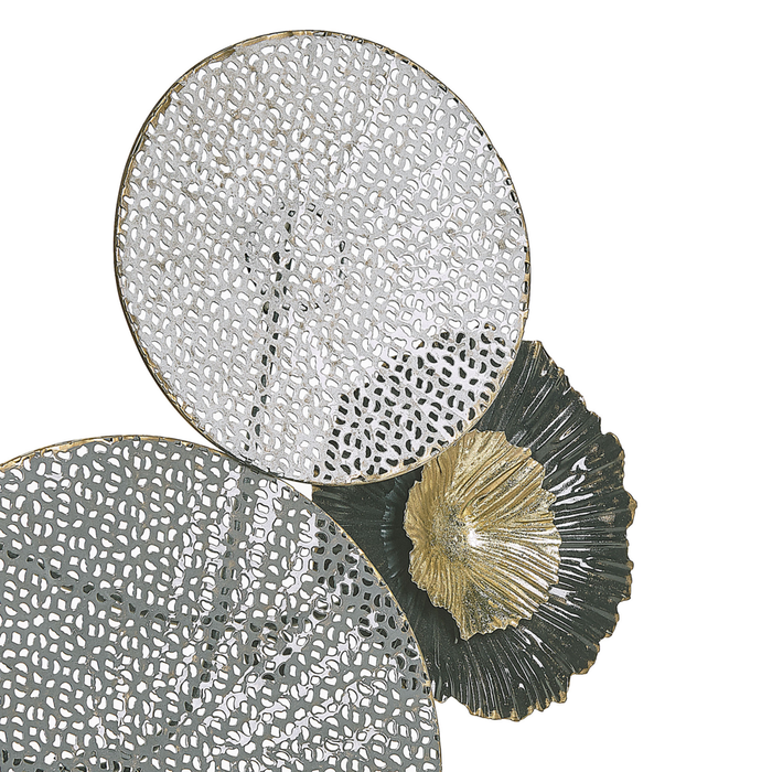 Decorazione da parete Cerchi in metallo Nero e argento arte da parete in stile moderno