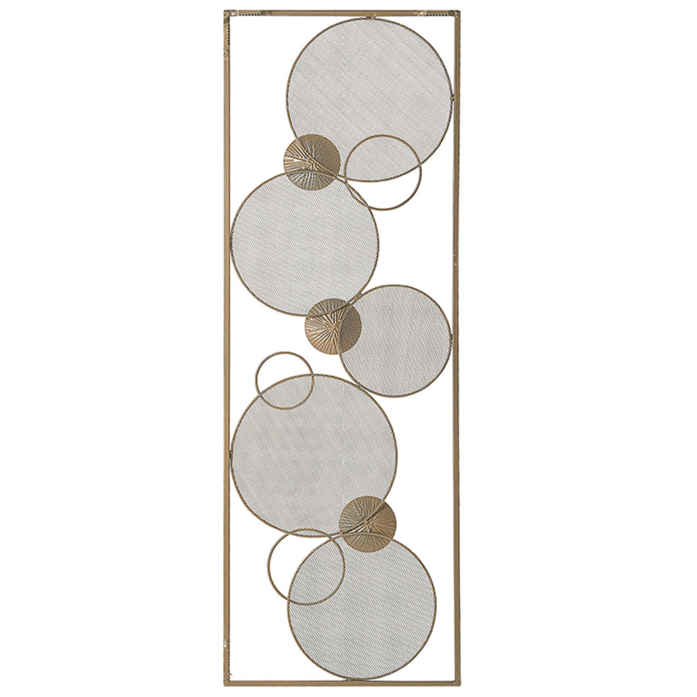Decorazione Rettangolare Moderna a Muro Cerchi Stile Retro in Acciaio Oro