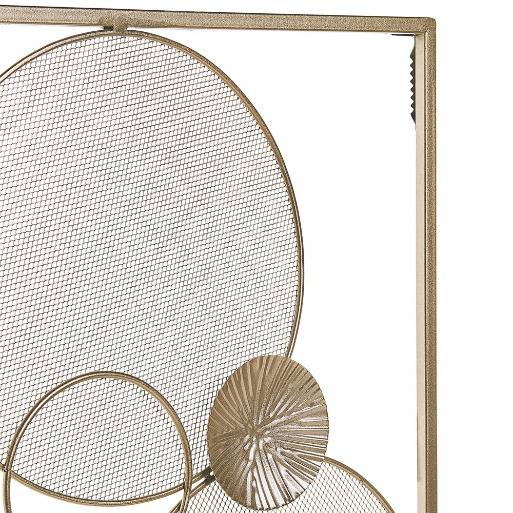 Decorazione Rettangolare Moderna a Muro Cerchi Stile Retro in Acciaio Oro