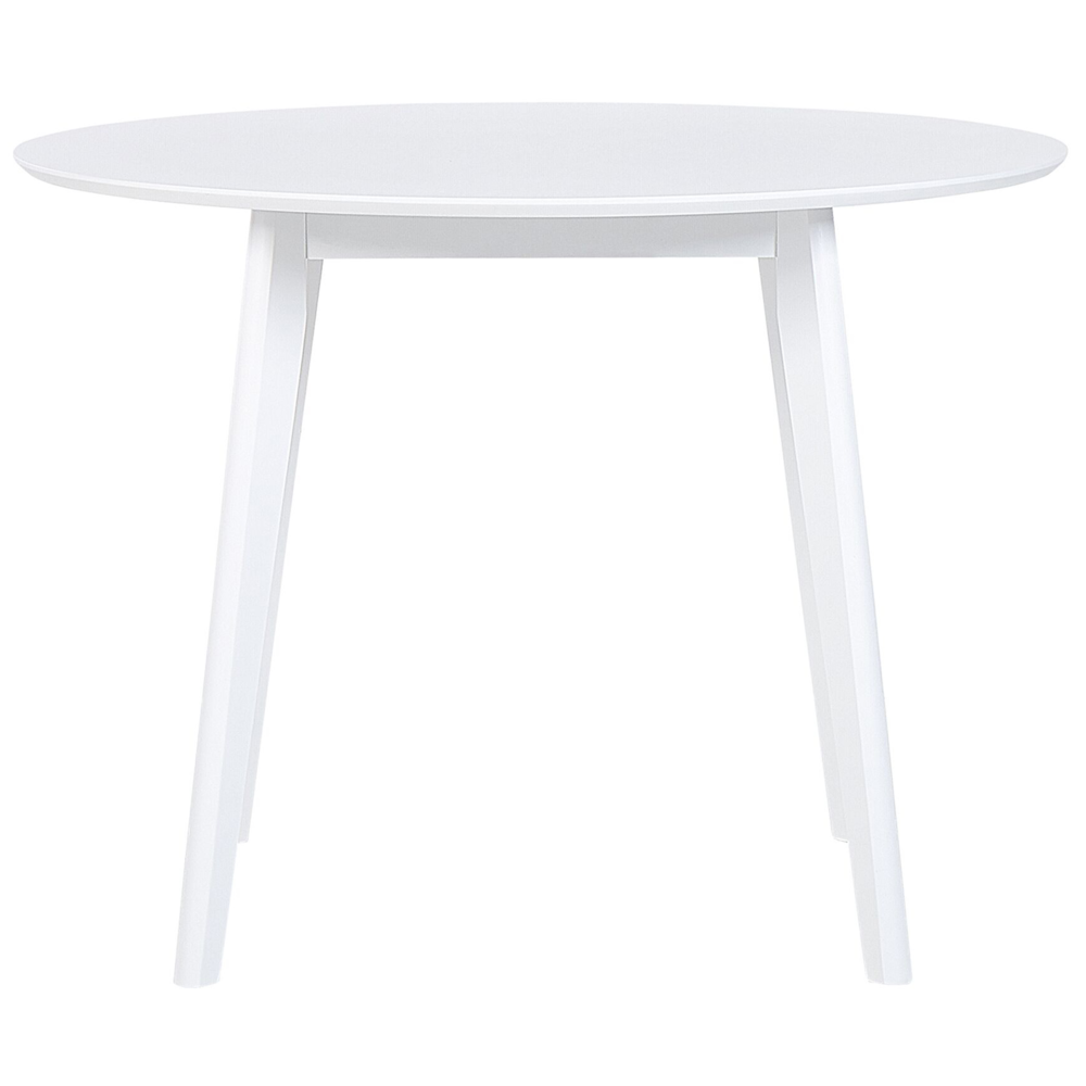 Tavolo da pranzo MDF bianco 100 cm con piano rotondo gambe in legno tavolo da cucina scandinavo