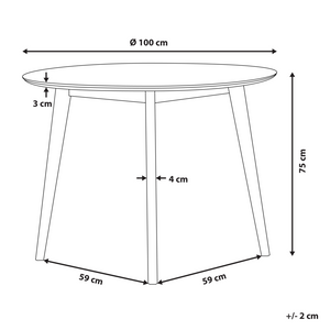 Tavolo da pranzo MDF bianco 100 cm con piano rotondo gambe in legno tavolo da cucina scandinavo