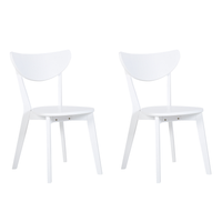 Set di 2 sedie da pranzo Seduta in MDF bianco Gambe in legno di gomma Schienale curvo senza braccioli