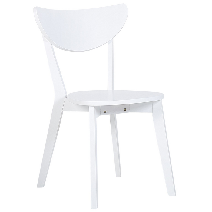 Set di 2 sedie da pranzo Seduta in MDF bianco Gambe in legno di gomma Schienale curvo senza braccioli