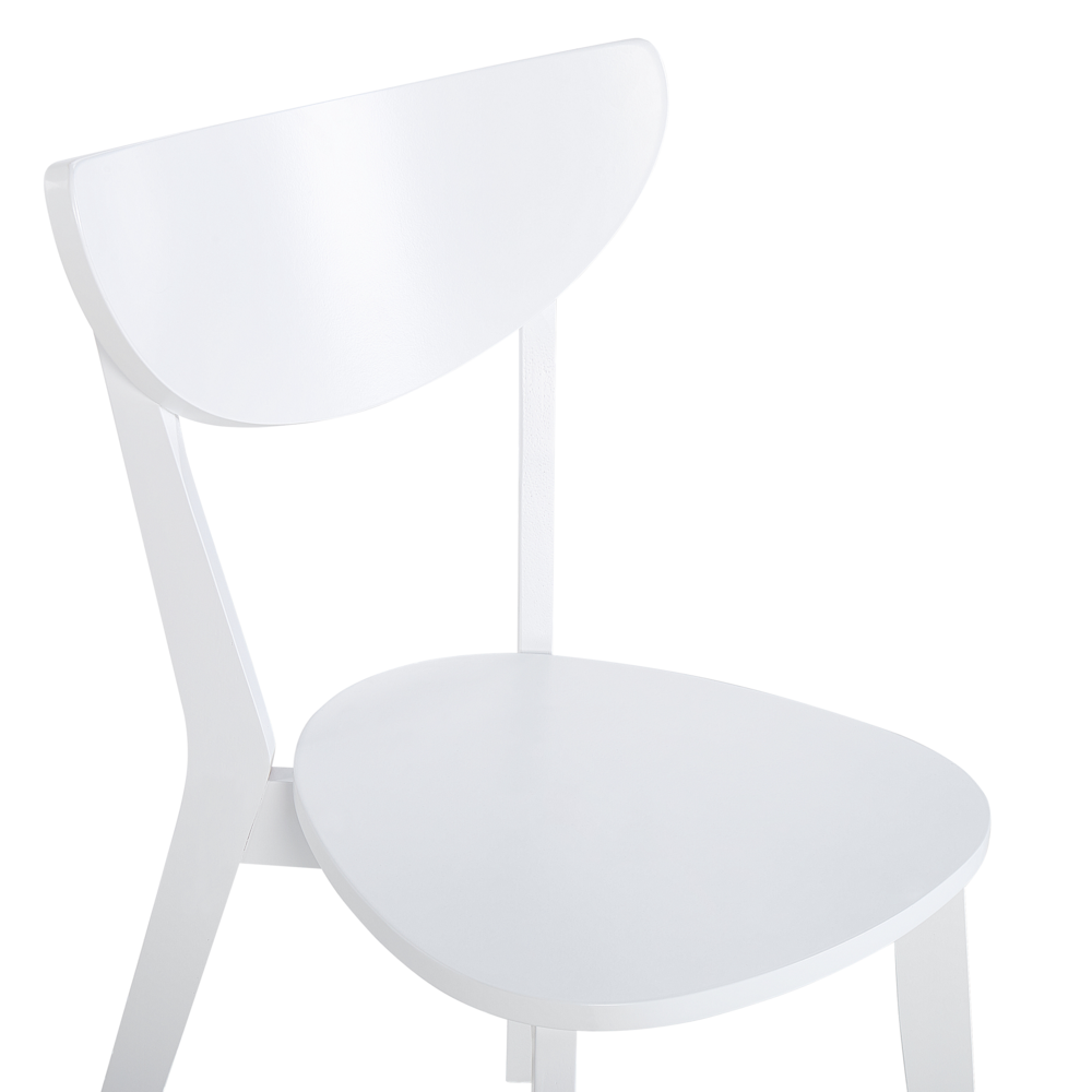 Set di 2 sedie da pranzo Seduta in MDF bianco Gambe in legno di gomma Schienale curvo senza braccioli