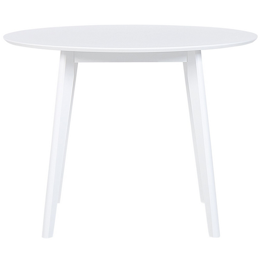 Set da pranzo Tavolo rotondo in MDF bianco e 4 sedie per cucina da pranzo con gambe in legno in stile scandinavo