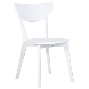Set da pranzo Tavolo rotondo in MDF bianco e 4 sedie per cucina da pranzo con gambe in legno in stile scandinavo
