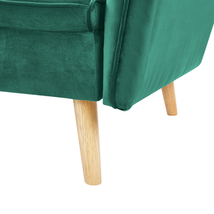 Divano letto trasformabile imbottito in velluto verde scuro con schienale abbottonato dal design moderno