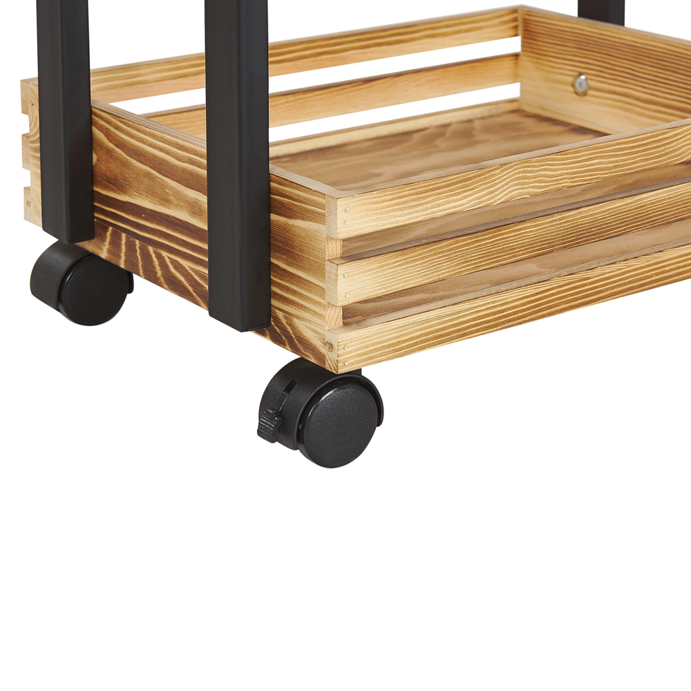Carrello da cucina in legno chiaro con ferro Nero in paulonia ruote girevoli a 3 livelli bagno sala da pranzo