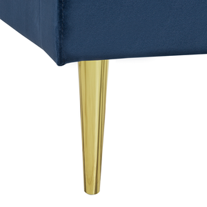 Letto imbottito velluto blu scuro e oro rete a doghe testiera alta 180 x 200 cm testata alta design retrò