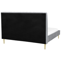 Letto imbottito velluto grigio e oro rete a doghe testiera alta 180 x 200 cm testata alta design retrò