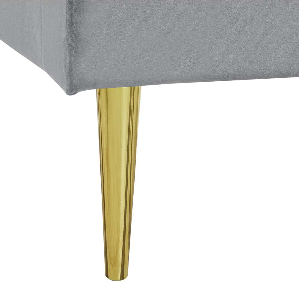 Letto imbottito velluto grigio e oro rete a doghe testiera alta 180 x 200 cm testata alta design retrò