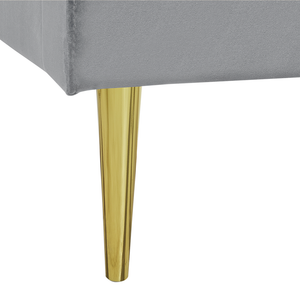 Letto imbottito velluto grigio e oro rete a doghe testiera alta 180 x 200 cm testata alta design retrò