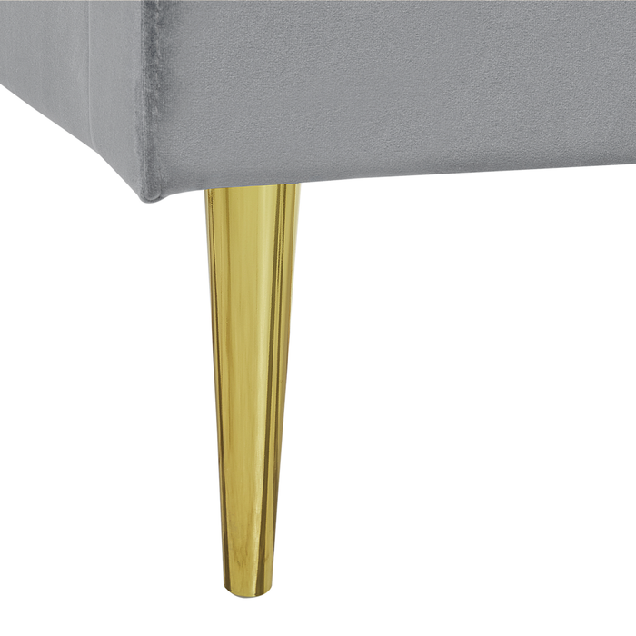 Letto imbottito velluto grigio e oro rete a doghe testiera alta 180 x 200 cm testata alta design retrò