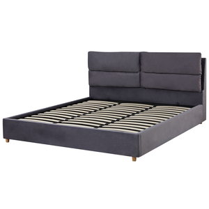Letto matrimoniale con contenitore velluto grigio 180 x 200 cm