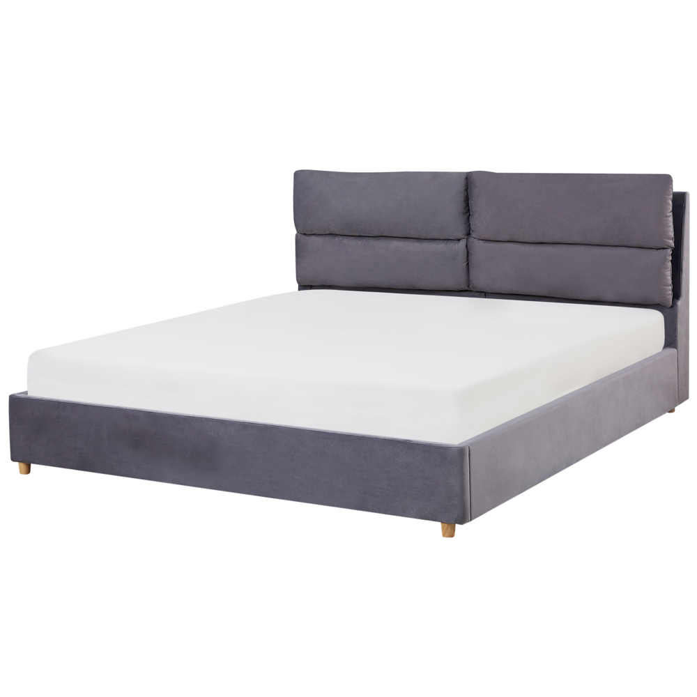 Letto matrimoniale con contenitore velluto grigio 180 x 200 cm