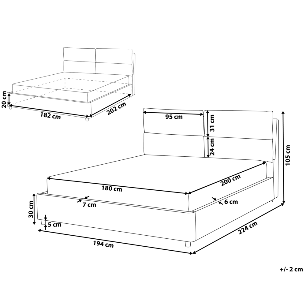 Letto matrimoniale con contenitore velluto grigio 180 x 200 cm