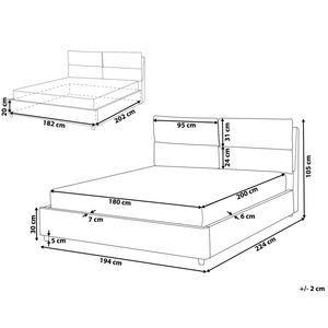 Letto matrimoniale con contenitore velluto grigio 180 x 200 cm