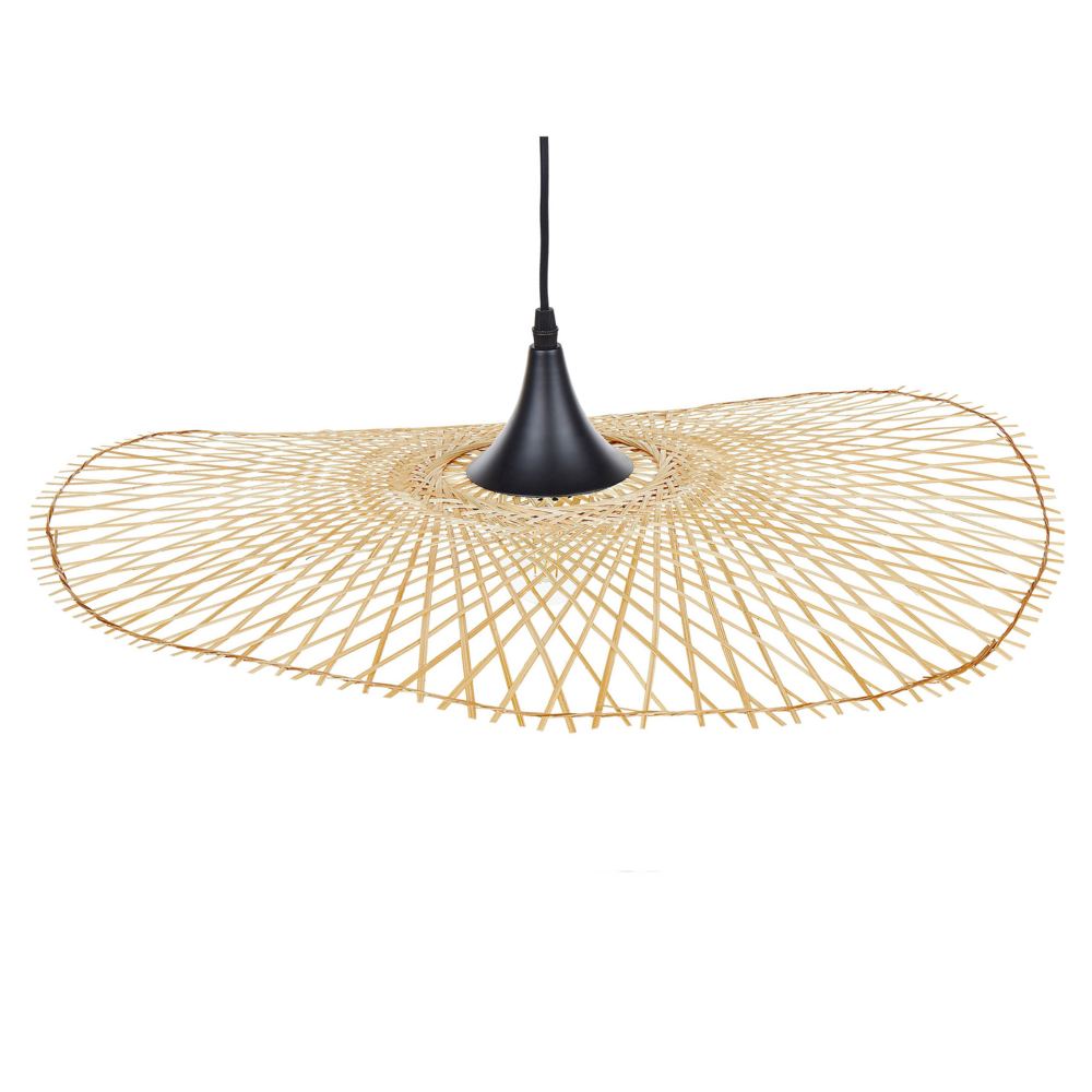 Lampada a Sospensione Luce Legno Bambù Ovale Paralume 60 cm Lampada a Sospensione a Soffitto