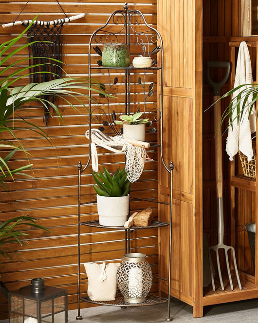 Scaffale per scale ad angolo in metallo da giardino Scaffali per piante da bagno per interni da esterni neri