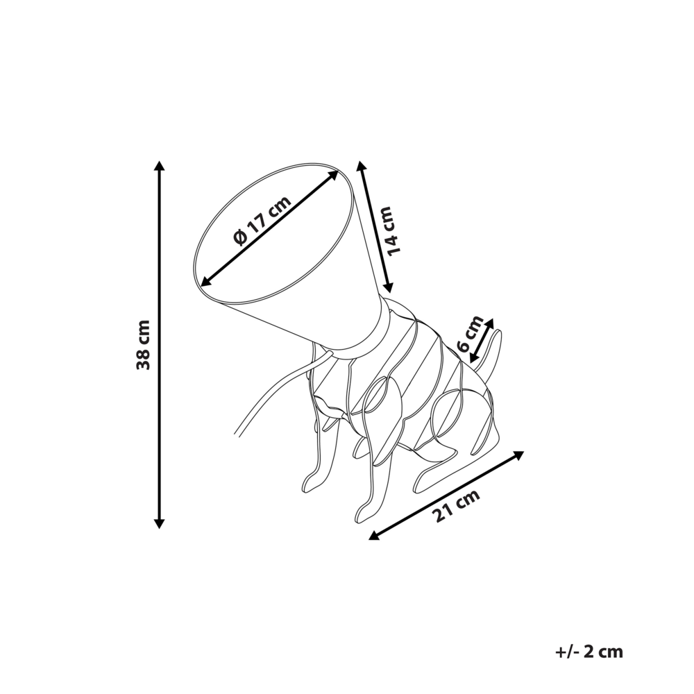 Lampada da Tavolo in Legno Chiaro con Cane Seduto Bianco con Paralume Conico
